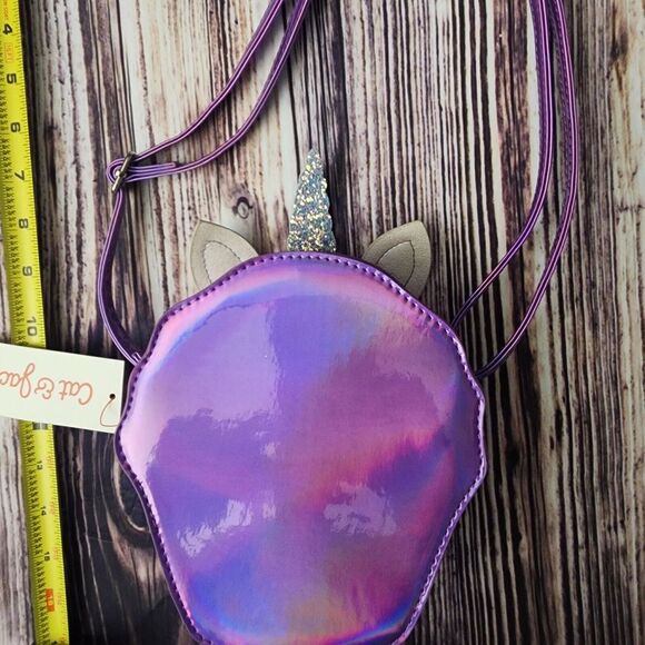 Cat & Jack Purple Unicorn colors Silver glitter Cupcake Crossbody Bag NEW NWT - Picture 5 of 7